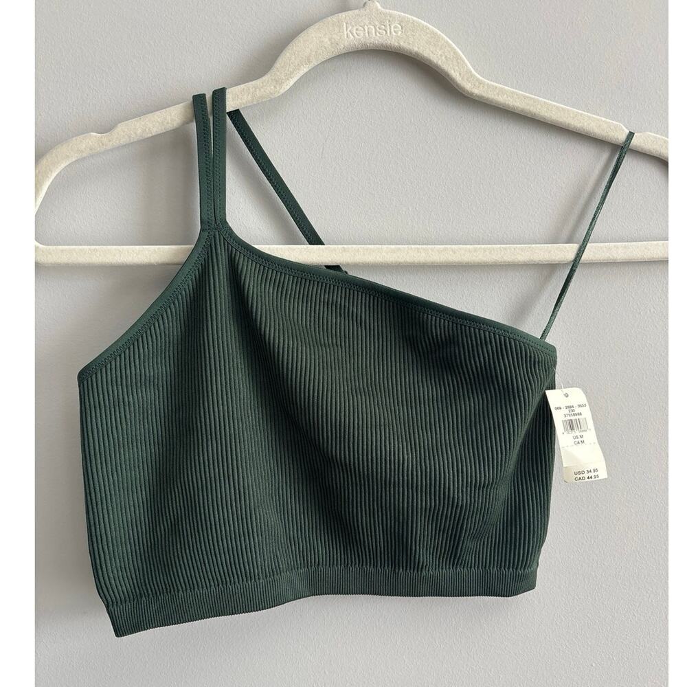 NWT Aerie One Shoulder Ribbed Crop Top Green Size   Medium